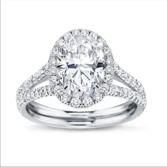 New Luxury 925 Silver Delicate Oval Diamond Ring - Picture 4 of 4